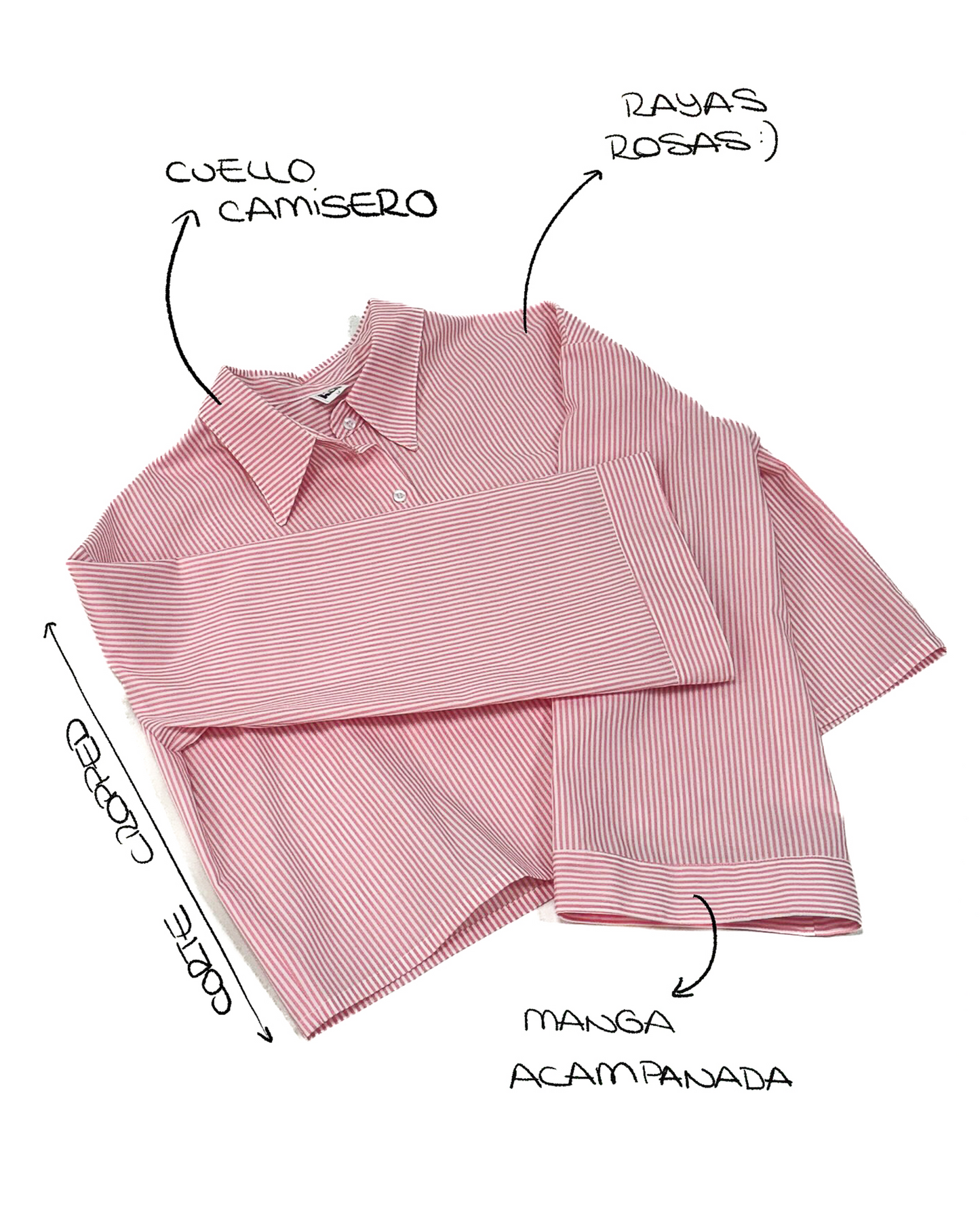 Camisa rayas rosa.